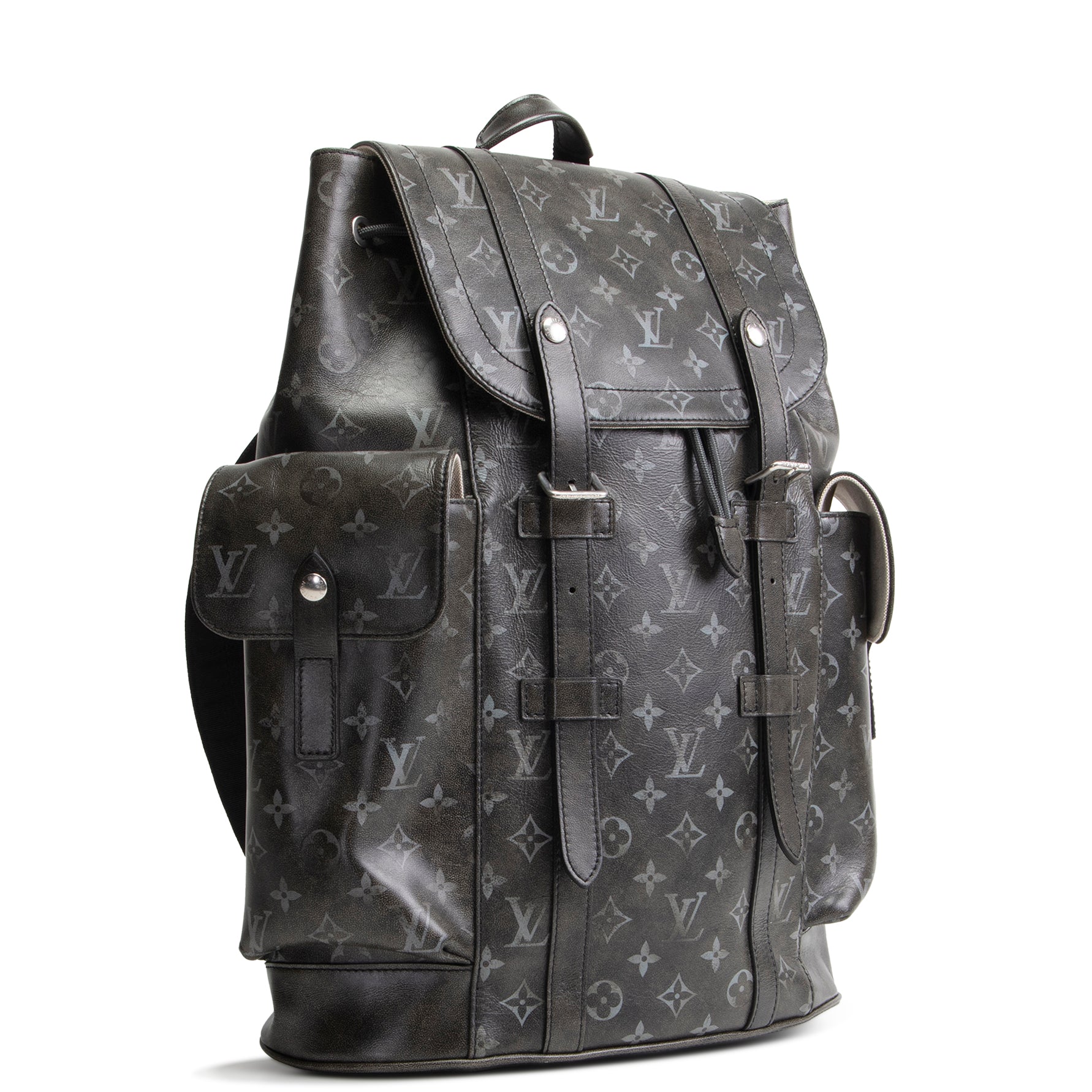 LV Christopher MM Brushed Monogram Eclipse Cowhide Backpack