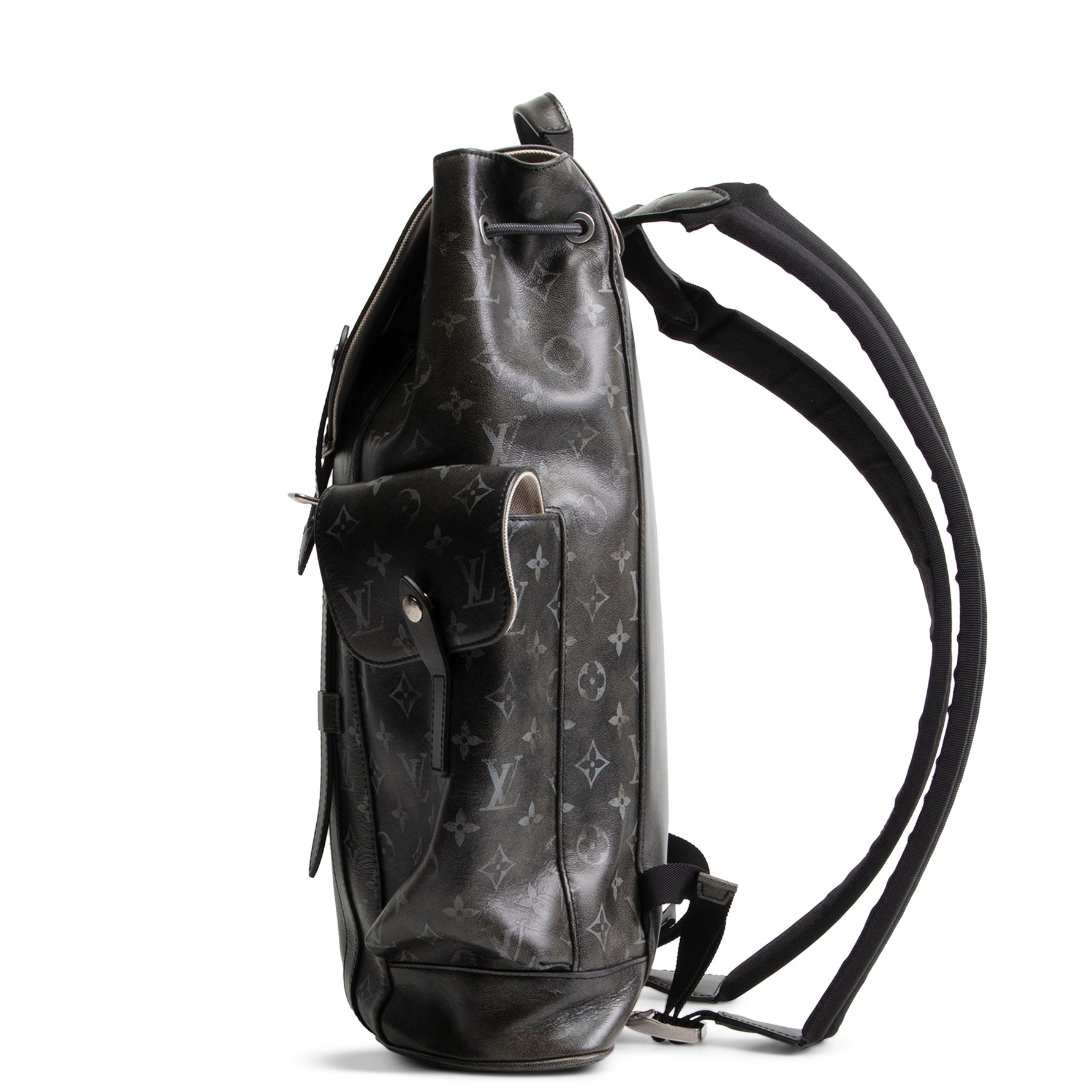 LV Christopher MM Brushed Monogram Eclipse Cowhide Backpack