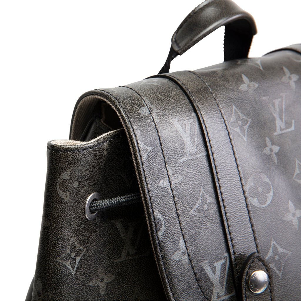 LV Christopher MM Brushed Monogram Eclipse Cowhide Backpack