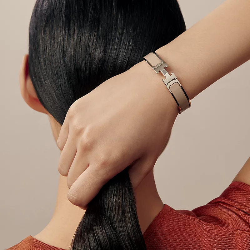 Clic H bracelet  silver marron glacé