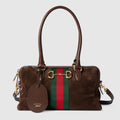 Borsetto medium boston bag in dark brown suede