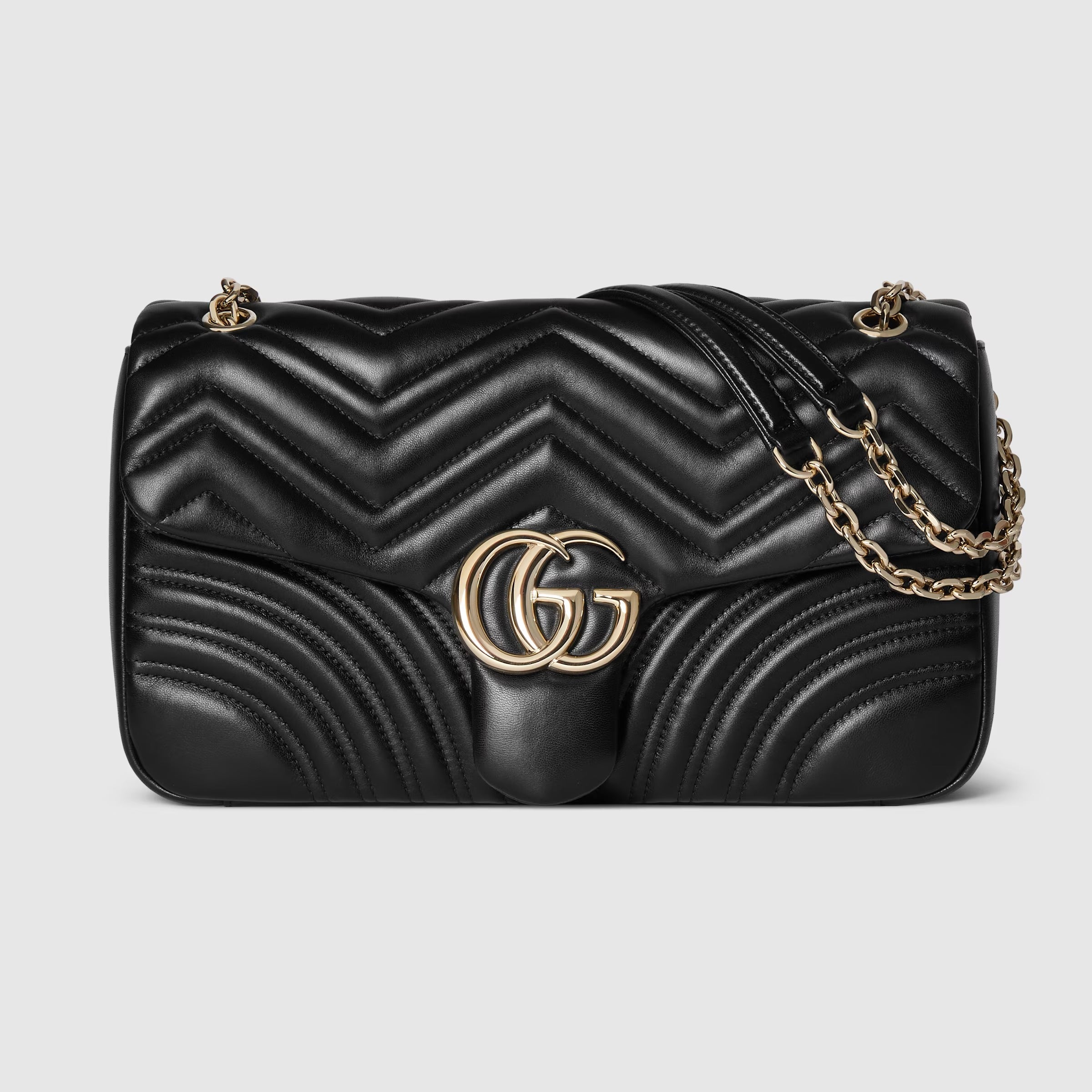 GG Marmont large shoulder bag in black leather