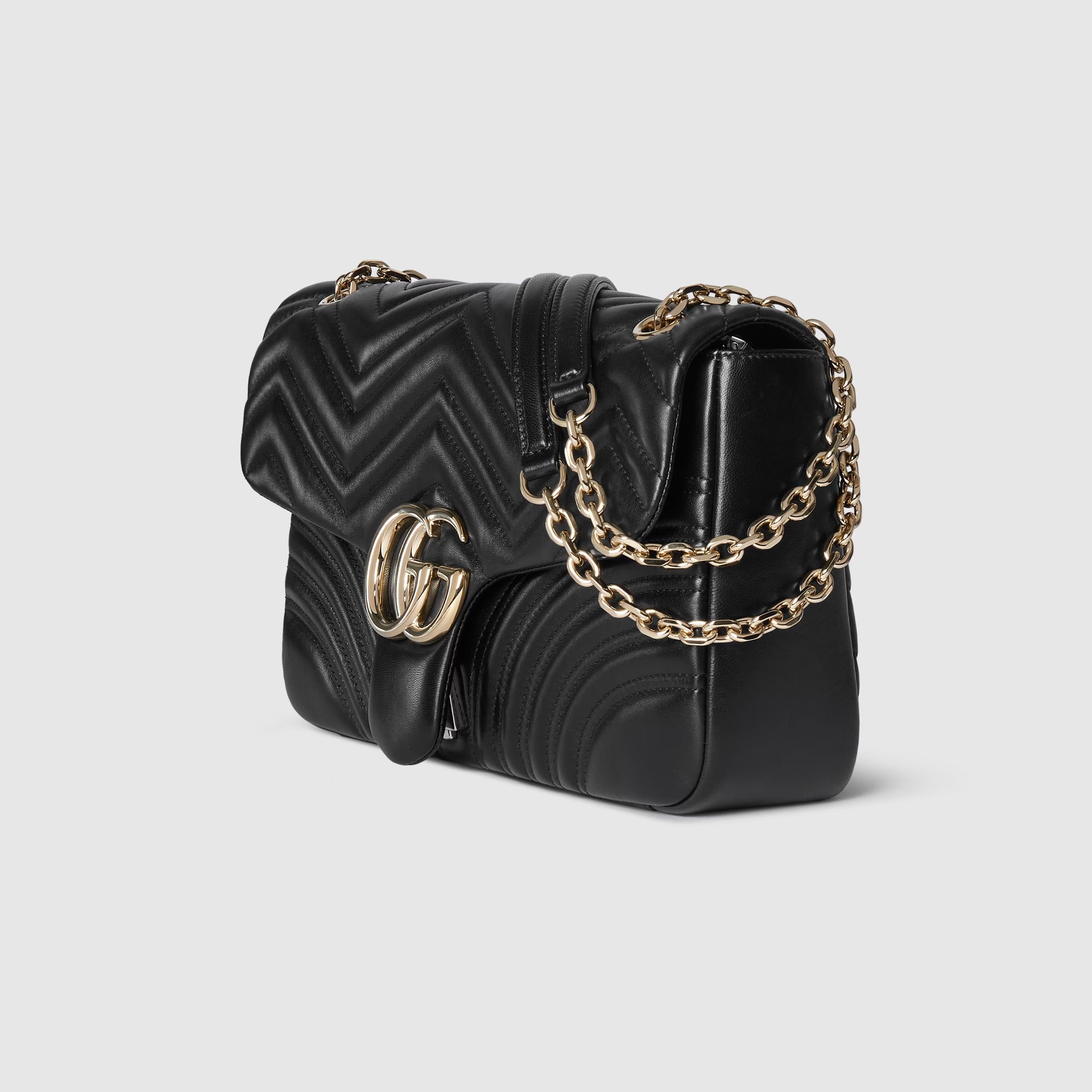 GG Marmont large shoulder bag in black leather