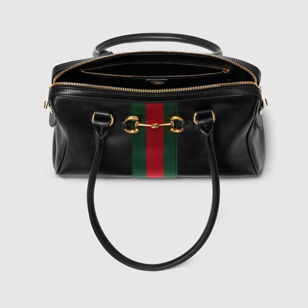 Borsetto medium boston bag in black leather