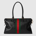 Borsetto large boston bag in black leather