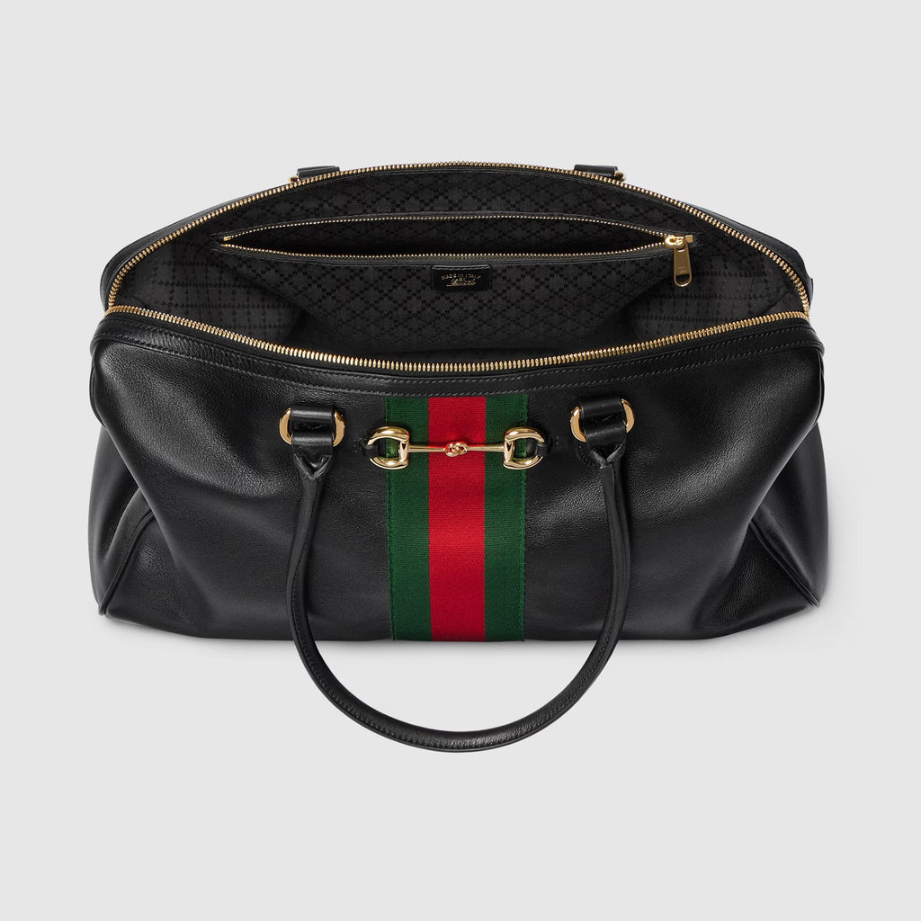 Borsetto large boston bag in black leather