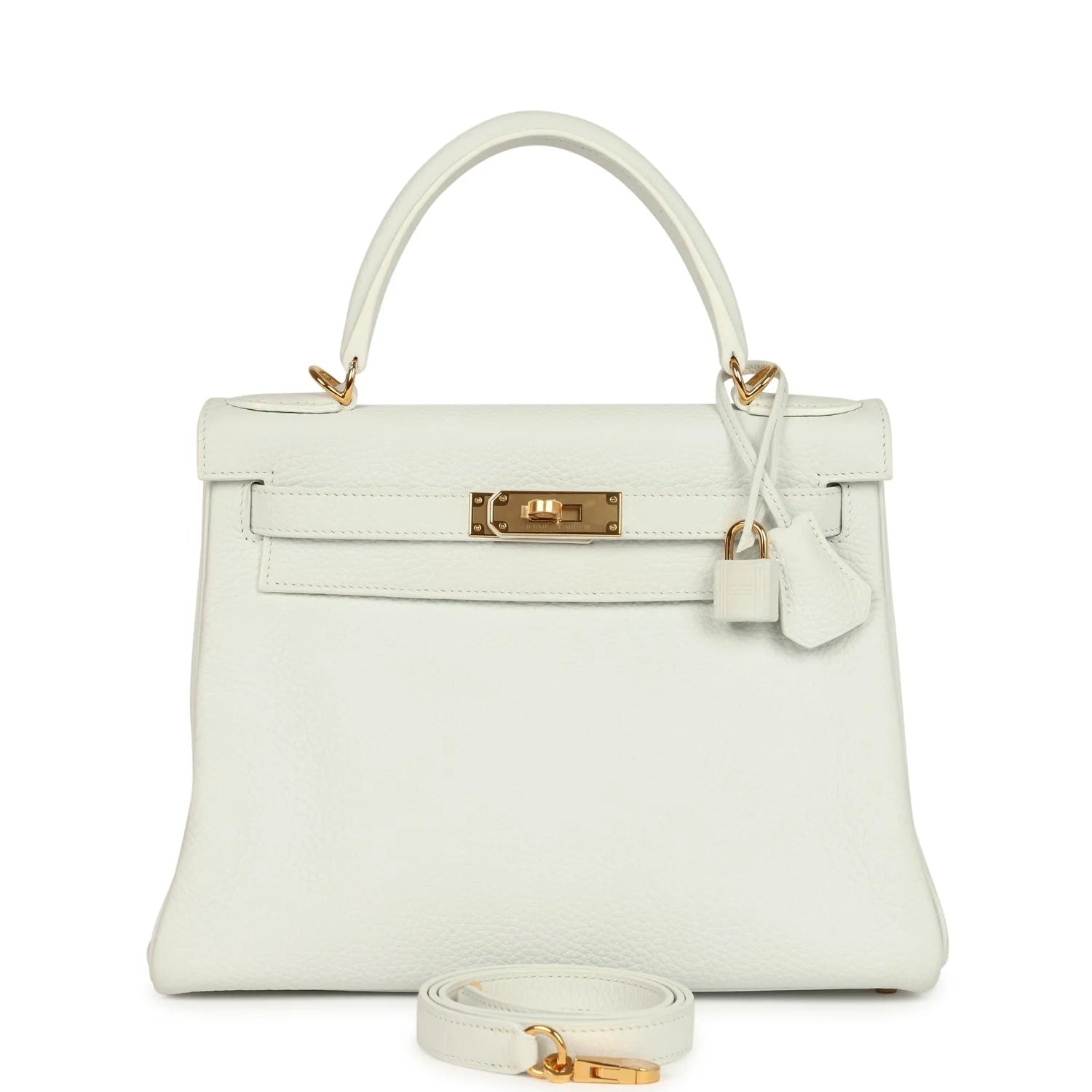 Kelly Retourne 28 White Clemence Gold Hardware