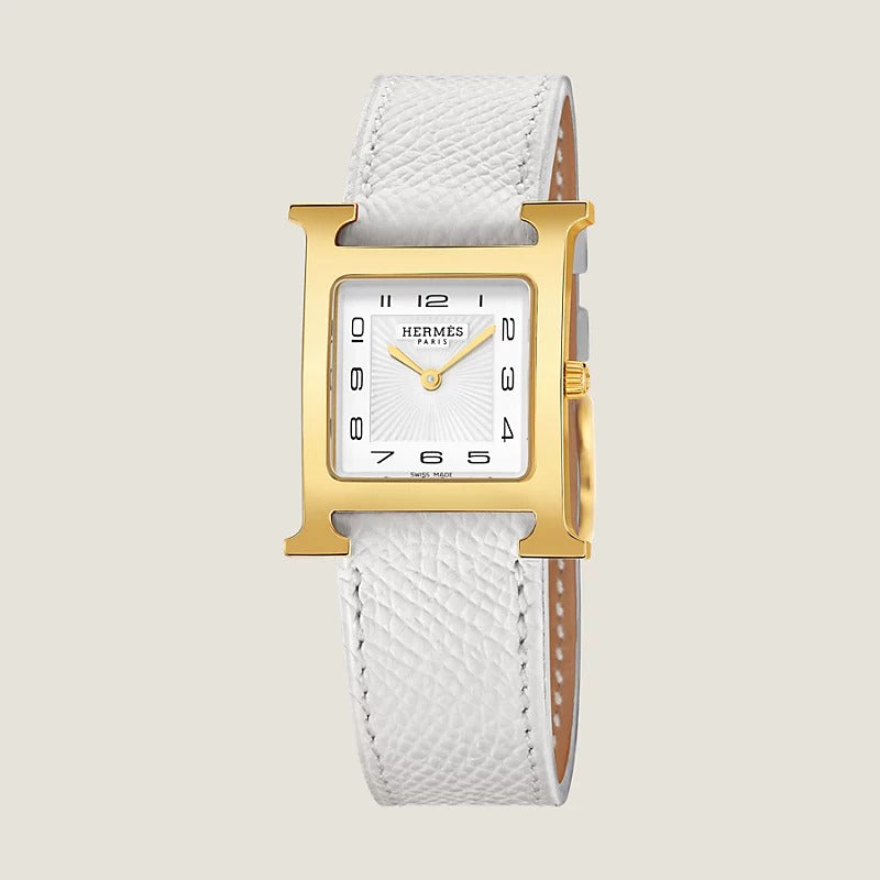 Heure H watch, medium model, 30 mm, blanc