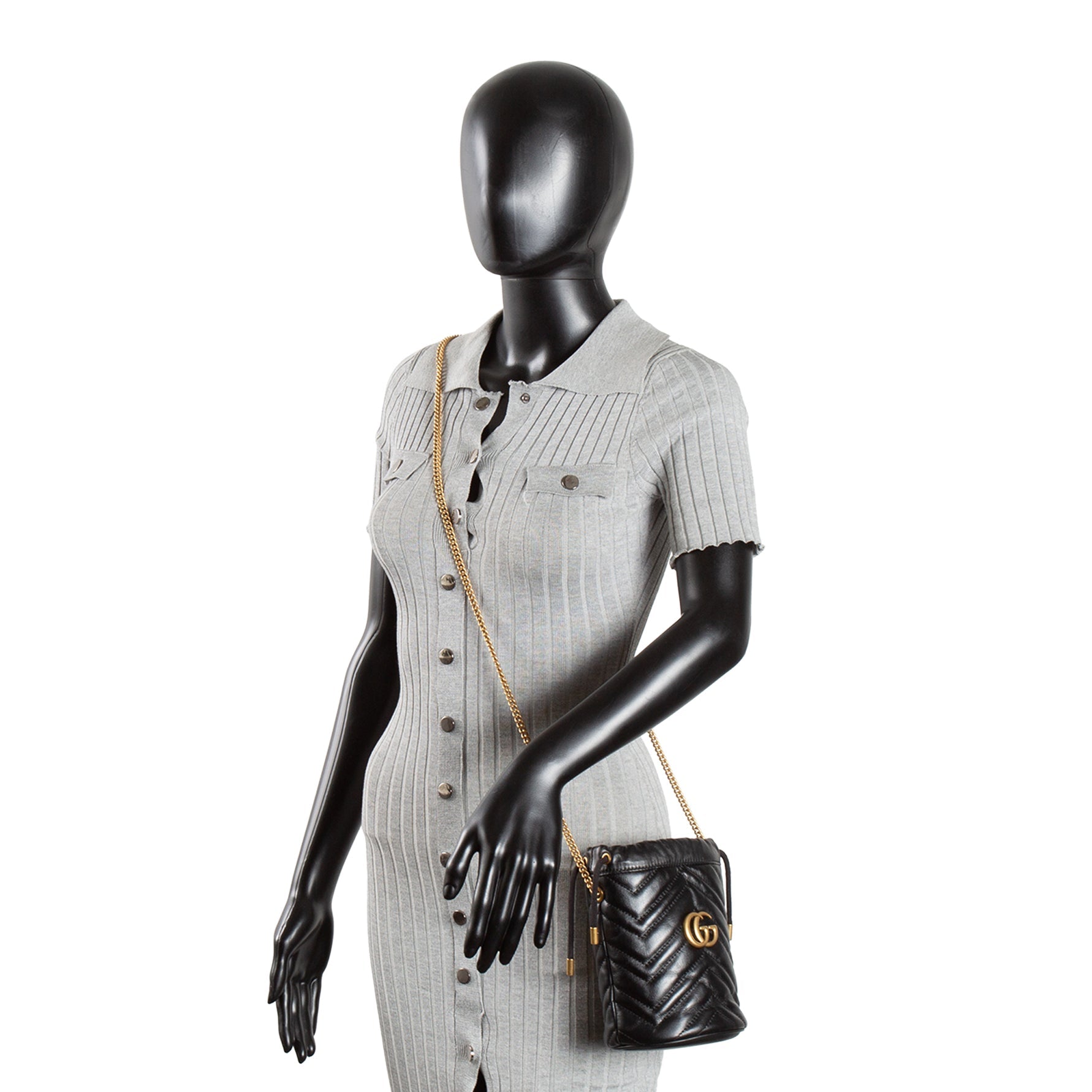 GU GG Marmont Small Bucket Bag - Black