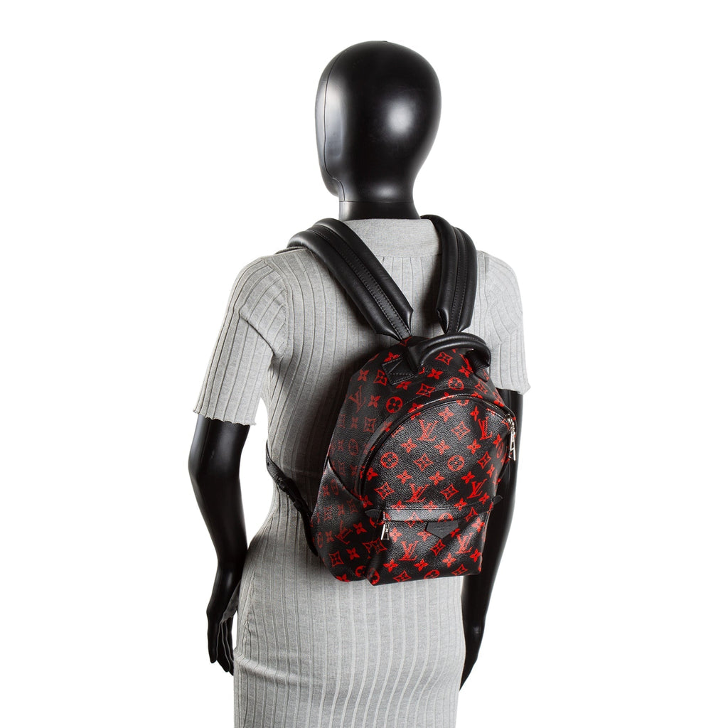 LV Infarouge Monogram Palm Spring PM Backpack - Black/Red