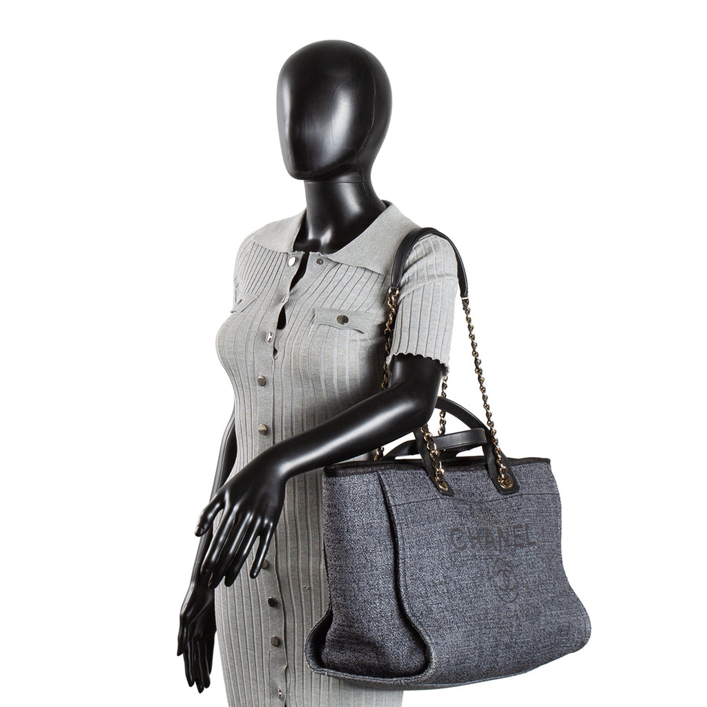 CH Lurex Medium Deauville Shopping Tote - Navy