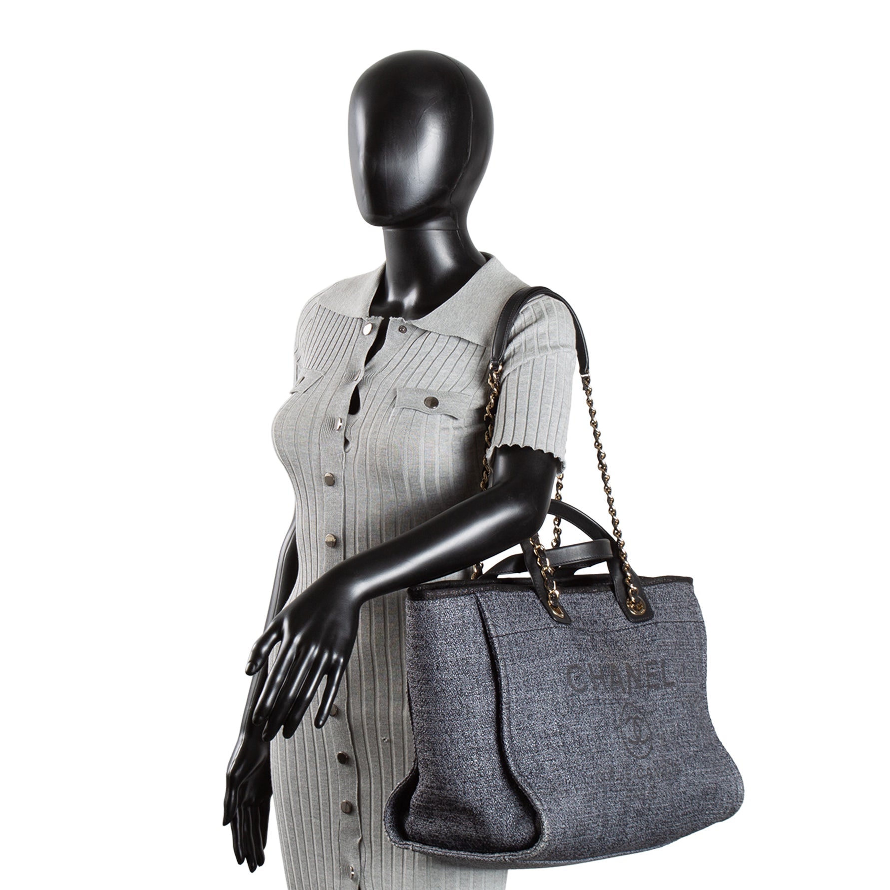 CH Lurex Medium Deauville Shopping Tote - Navy